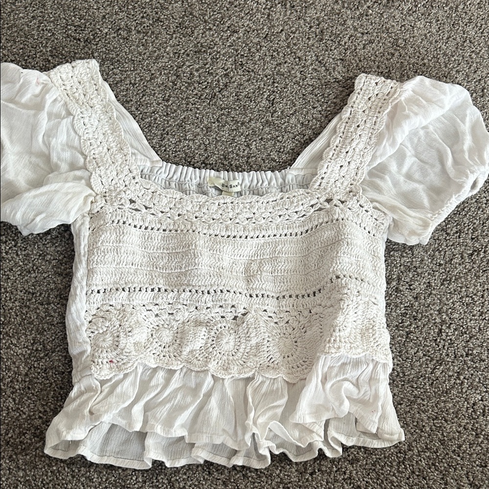 White Crochet Lace Top